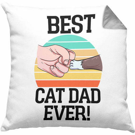 Geschenkidee für Katzen-Papa Kissen mit Füllung 40x40 Katzenmotiv Best Cat Dad Ever (Grau) Grau Trendation