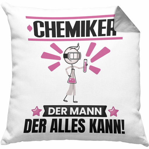 Chemiker Kissen mit Füllung 40x40 Geschenk für Chemiker Der Mann Der Alles Kann Geschenkidee zum Geburtstag (Grau) Grau Trendation