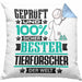 Tierforscher Geschenk Lustiger Spruch für Tierforscher Geschenkidee Bester Tierforscher Der WeltKissen mit Füllung 40x40 (Grau) Blau Trendation