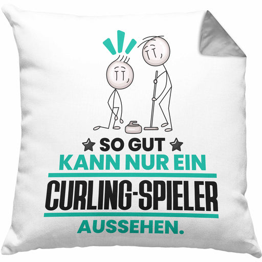Curling-Spieler Geschenk Kissen mit Füllung 40x40 So Gut Kann Nur Ein Curling-Spieler Aussehen Geschenkidee (Grau) Grau Trendation