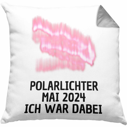 Polarlichter 2024 Kissen mit Füllung 40x40 Geschenk Ich War Dabei Polar-Lichter Polarlicht Heute Nochmal Polarlichter Kaffee-Kissen mit Füllung 40x40 (Grau) Grau Trendation
