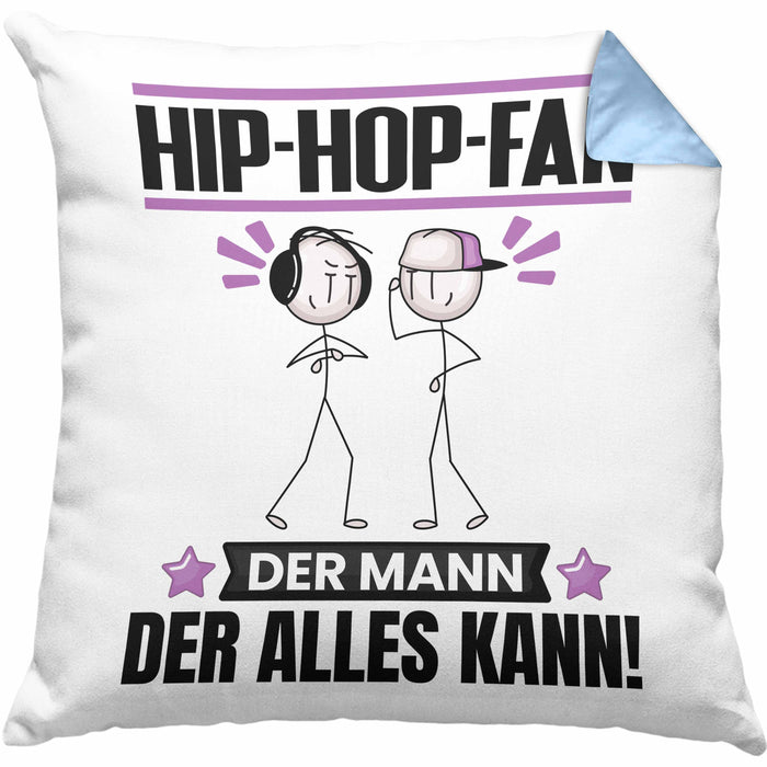 Hip-Hop-Fan Kissen mit Füllung 40x40 Geschenk für Hip-Hop-Fan Der Mann Der Alles Kann Geschenkidee zum Geburtstag (Grau) Blau Trendation