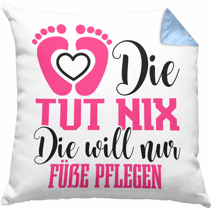 Lustige Kissen mit Füllung 40x40 für Fußpflegerinnen Geschenk für Fußpflege (Grau) Blau Trendation