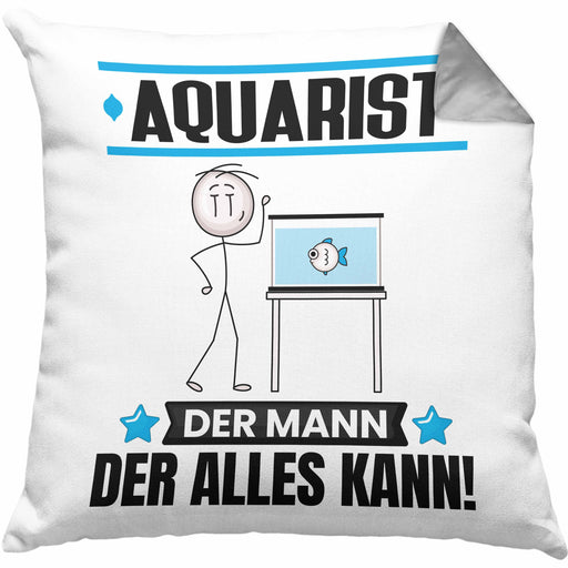 Aquarist Kissen mit Füllung 40x40 Geschenk für Aquarist Der Mann Der Alles Kann Geschenkidee zum Geburtstag (Grau) Grau Trendation