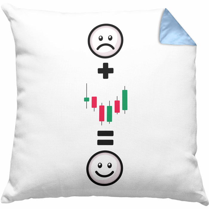 Daytrader Kissen mit Füllung 40x40 Geschenk für Aktien Börse Trading Lustige Geschenkidee :( + Aktien Kurse = :) Geburtstag (Grau) Blau Trendation