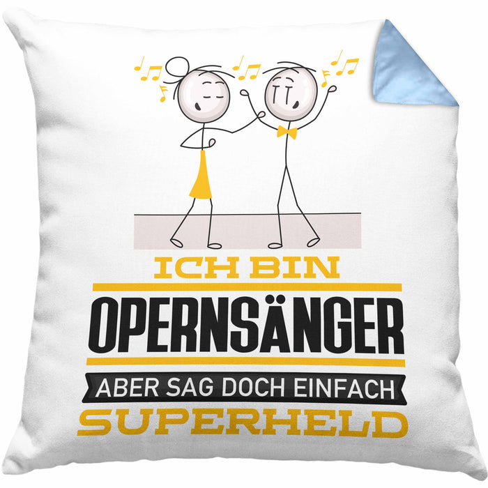 Opernsänger Geschenk Kissen mit Füllung 40x40 Ich Bin Opernsänger Aber Sag Doch Einfach Superheld Lustige Geschenkdiee für Opernsänger (Grau) Blau Trendation