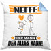 Neffe Kissen mit Füllung 40x40 Geschenk für Neffe Der Mann Der Alles Kann Geschenkidee zum Geburtstag (Grau) Blau Trendation