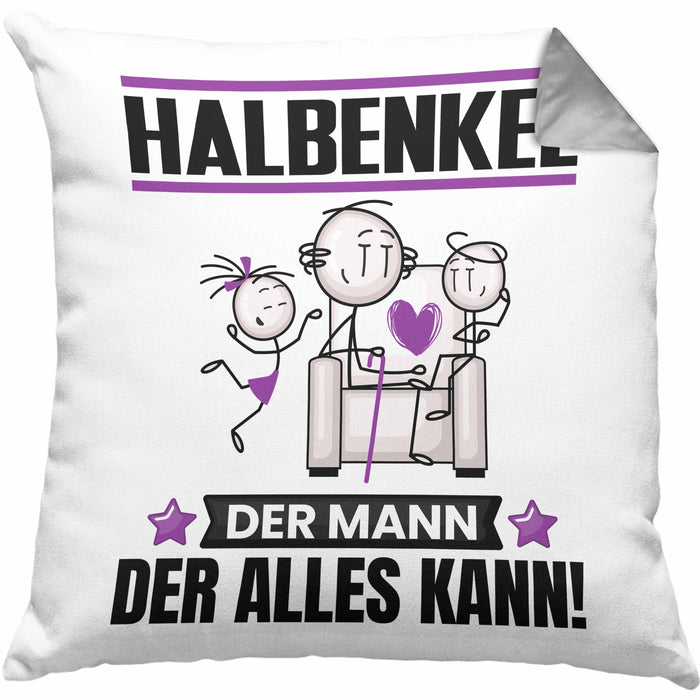 Halbenkel Kissen mit Füllung 40x40 Geschenk für Halbenkel Der Mann Der Alles Kann Geschenkidee zum Geburtstag (Grau) Grau Trendation