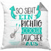 Taucher Kissen mit Füllung 40x40 Geschenk So Sieht Ein Richtig Cooler Taucher Aus Geschenkidee Spruch Lustig (Grau) Grau Trendation