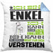 Enkel Geschenk Kaffee-Kissen mit Füllung 40x40 Geschenkidee für Enkel Ich Bin Enkel Ich Kann Es Dir Erklären Jedoch Nicht Für Dich Verstehen Spruch Lustig (Grau) Blau Trendation