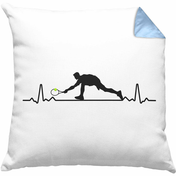 Tennis Herzschlag Geschenk Trainer Coach Tennisspieler Geschenkidee Kissen mit Füllung 40x40 (Grau) Blau Trendation