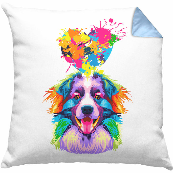 Border Collies Herz Farbe Besitzer Kissen mit Füllung 40x40 Geschenk Lustiger Spruch Geschenkidee Border Collies Liebhaber (Grau) Blau Trendation