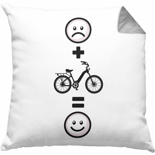 E-bike Kissen mit Füllung 40x40 Geschenk für E-Bike fahrer Geburtstag Lustige Geschenkidee :( + E-Bike = :) (Grau) Grau Trendation