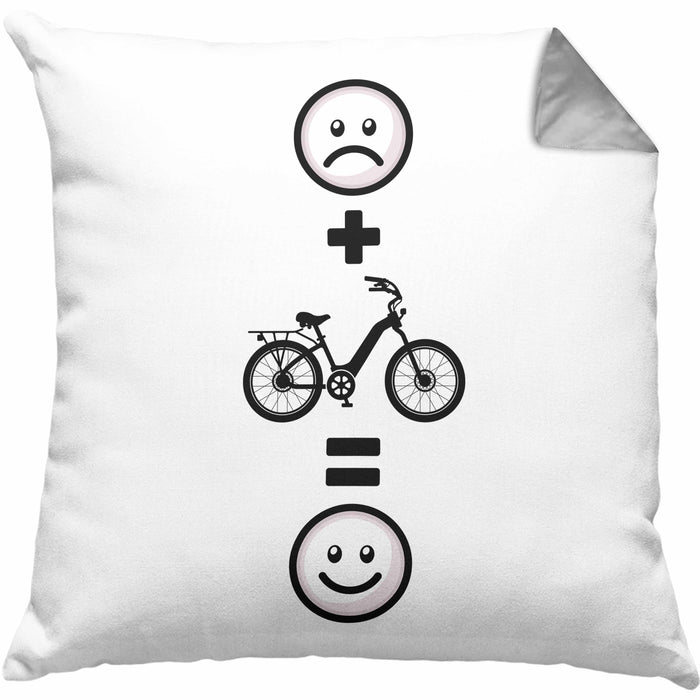 E-bike Kissen mit Füllung 40x40 Geschenk für E-Bike fahrer Geburtstag Lustige Geschenkidee :( + E-Bike = :) (Grau) Grau Trendation