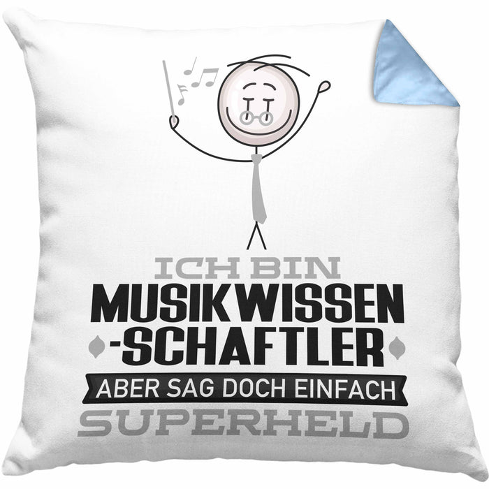 Musikwissenschaftler Geschenk Kissen mit Füllung 40x40 Ich Bin Musikwissenschaftler Aber Sag Doch Einfach Superheld Lustige Geschenkdiee für Musikwissenschaftler (Grau) Blau Trendation