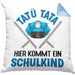 Einschulung Junge Tatü Tata Schulkind Geschenk für Schultüte Füllung Kissen mit Füllung 40x40 Schulstart 1. Schultag Schuleinführung Schulanfang Geschenkidee 2024 (Grau) Blau Trendation