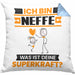 Neffe Kissen mit Füllung 40x40 Geschenk für Neffe Geburtstag Lustiger Spruch Was Ist Deine Superkraft (Grau) Blau Trendation