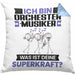 Orchestermusiker Kissen mit Füllung 40x40 Geschenk für Orchestermusiker Geburtstag Lustiger Spruch Was Ist Deine Superkraft (Grau) Blau Trendation