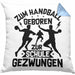 Handball Geschenk Kissen mit Füllung 40x40 Geschenkidee Handball-Spieler Handballspielerin Mädchen Jungs Zum Handball Geboren Zur Schule Gezwungen (Grau) Blau Trendation