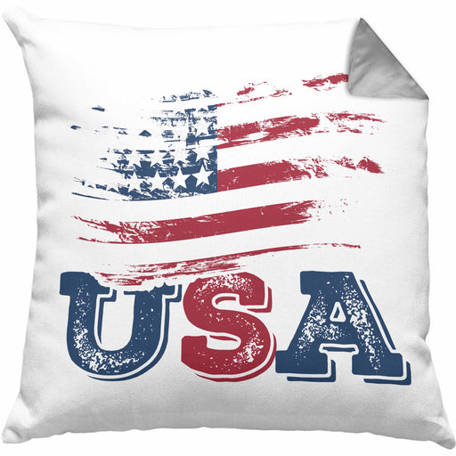 USA Flagge Kissen mit Füllung 40x40 Geschenk Amerika Geschenkidee Auslandjahr Vereinigte Staaten Von Amerika (Grau) Grau Trendation