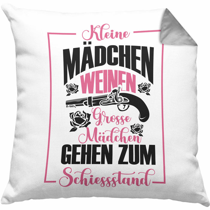 Mädchen Kissen mit Füllung 40x40 Geschenk für schießbegeisterte Mädchen Schützenfest-Fans Mädels (Grau) Grau Trendation
