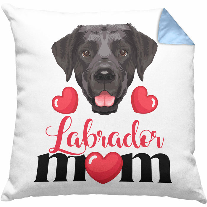 Labrador Besitzer Mom Mama Kissen mit Füllung 40x40 Geschenk Lustiger Spruch Geschenkidee Labrador Besitzerin (Grau) Blau Trendation