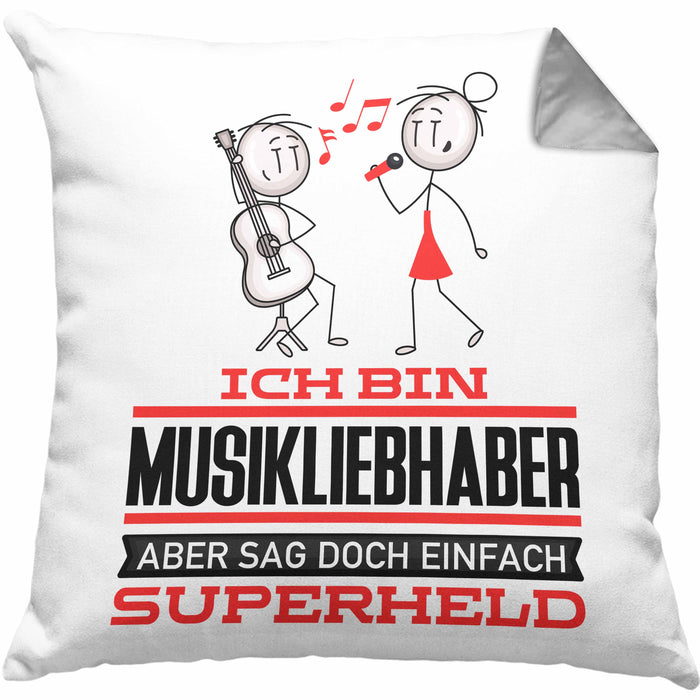 Musikliebhaber Geschenk Kissen mit Füllung 40x40 Ich Bin Musikliebhaber Aber Sag Doch Einfach Superheld Lustige Geschenkdiee für Musikliebhaber (Grau) Grau Trendation