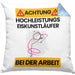 Eiskunstläufer Kissen mit Füllung 40x40 Geschenk Lustiger Spruch Geschenkidee für Eiskunstläufer Achtung Hochleistungs Eiskunstläufer Bei Der Arbeit (Grau) Blau Trendation