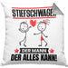 Stiefschwager Kissen mit Füllung 40x40 Geschenk für Stiefschwager Der Mann Der Alles Kann Geschenkidee zum Geburtstag (Grau) Grau Trendation