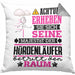 Hürdenläufer Geschenk Kissen mit Füllung 40x40 Lustiger Spruch Erheben Sie Sich Der Hürdenläufer Betritt den Raum (Grau) Grau Trendation