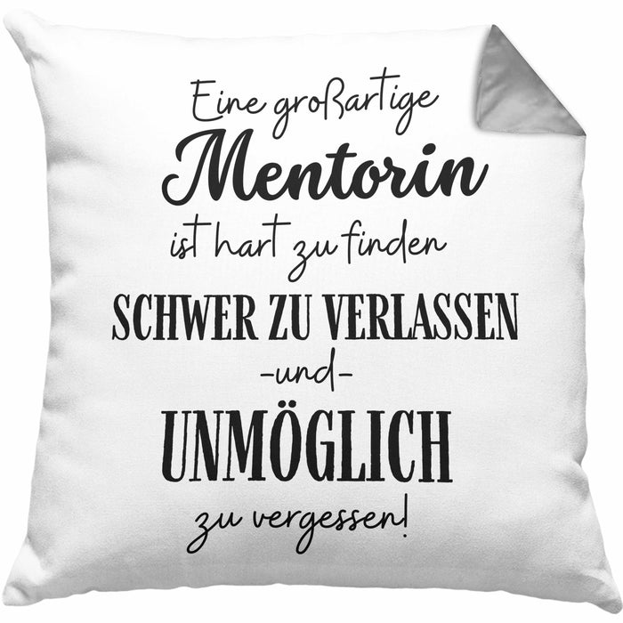 Mentorin Abschied Geschenk Kissen mit Füllung 40x40 Abschiedsgeschenk für Mentorin Hart Zu Finden Schwer Zu Verlassen (Grau) Grau Trendation