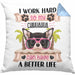 Chihuahua Besitzer Kissen mit Füllung 40x40 Geschenk Lustiger Spruch Geschenkidee I Work Hard So My Chihuahua Can Have A Better Life (Grau) Blau Trendation