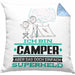 Camper Geschenk Kissen mit Füllung 40x40 Ich Bin Camper Aber Sag Doch Einfach Superheld Lustige Geschenkdiee für Camper (Grau) Blau Trendation
