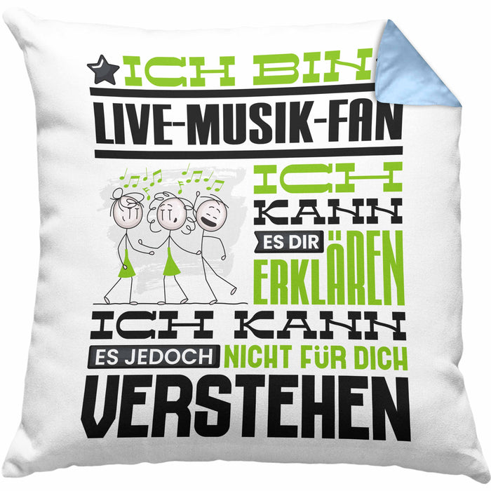 Live-Musik-Fan Geschenk Kissen mit Füllung 40x40 Lustige Geschenkdiee für einen Live-Musik-Fan Geburtstag Ich Bin Live-Musik-Fan Ich Kann Es Dir Erklären Aber Nicht Für Dich Verstehen (Grau) Blau Trendation