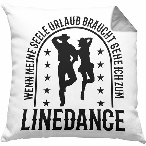 Lustige Kissen mit Füllung 40x40 für Line Dance Fans Spruch Line Dance Tänzerin (Grau) Grau Trendation