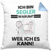 Segler Geschenk Kissen mit Füllung 40x40 Lustiger Spruch Ich Bin Segler Warum Weil Ich Es Kann Geschenkidee Bester Segler Geburtstag (Grau) Blau Trendation