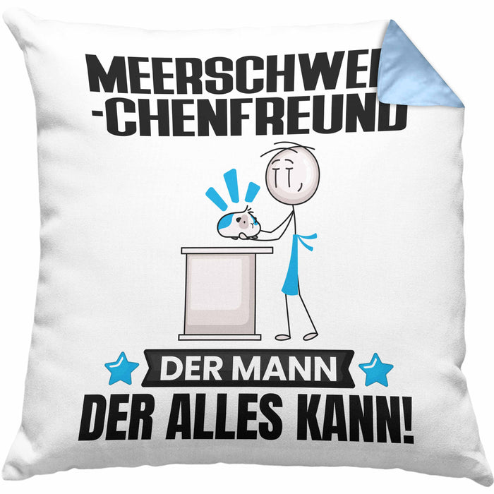 Meerschweinchenfreund Kissen mit Füllung 40x40 Geschenk für Meerschweinchenfreund Der Mann Der Alles Kann Geschenkidee zum Geburtstag (Grau) Blau Trendation