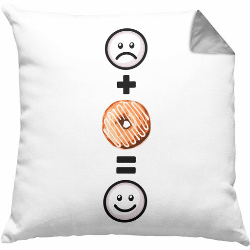 Donut Kissen mit Füllung 40x40 Geschenk für Donut-Liebhaber :( + Donut = :) Lustige Geschenkidee Geburtstag (Grau) Grau Trendation