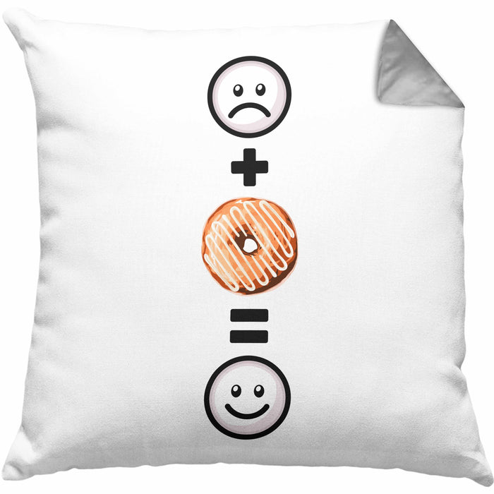 Donut Kissen mit Füllung 40x40 Geschenk für Donut-Liebhaber :( + Donut = :) Lustige Geschenkidee Geburtstag (Grau) Grau Trendation