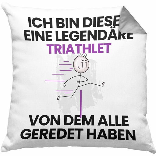 Triathlet Geschenk Kissen mit Füllung 40x40 Lustige Geschenkidee Geburtstag für Triathlet Ich Bin Dieser Legendäre Triathlet Von Dem Alle Geredet Haben (Grau) Grau Trendation