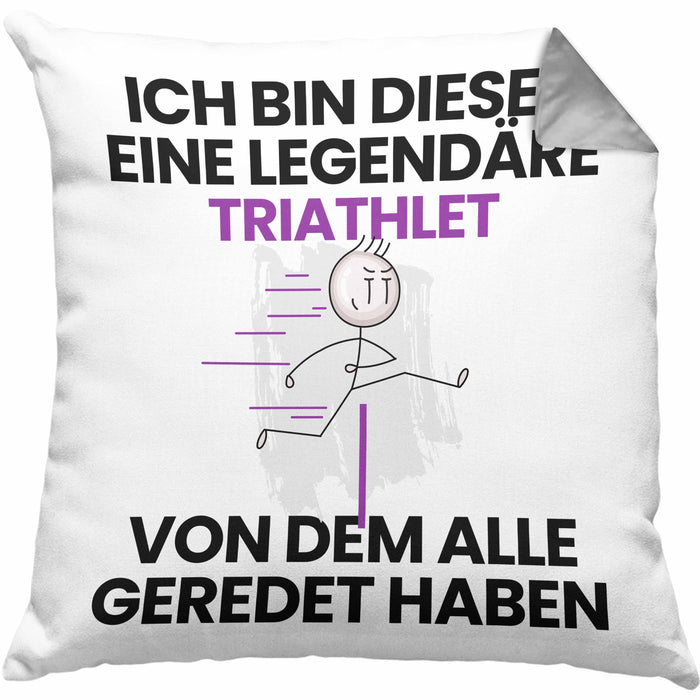 Triathlet Geschenk Kissen mit Füllung 40x40 Lustige Geschenkidee Geburtstag für Triathlet Ich Bin Dieser Legendäre Triathlet Von Dem Alle Geredet Haben (Grau) Grau Trendation