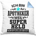 Apotheker Kissen mit Füllung 40x40 Geschenk Bester Apotheker Pharmazeut Arzneikundiger Spruch Lustig (Grau) Blau Trendation