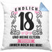 18er Geburtstag Kissen mit Füllung 40x40 Geschenk Mädchen Jungen Geschenkidee Lustig Spruch 18 Geschenke Geschenkideen zum 18 Bday 18. (Grau) Blau Trendation