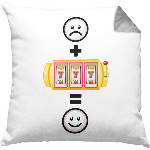 Casino 777 Kissen mit Füllung 40x40 Geschenk für Casino Glücksspiel Fans Lustige Geschenkidee :( + Casino = :) Geburtstag (Grau) Grau Trendation