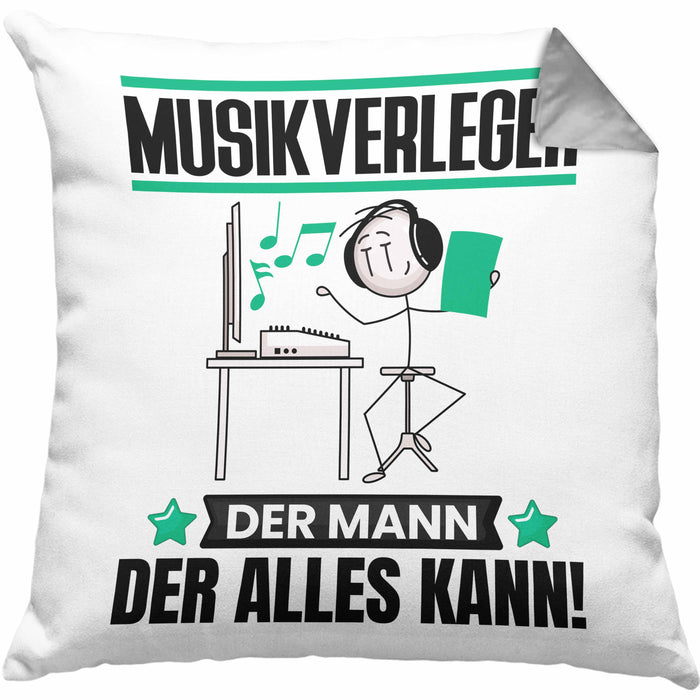 Musikverleger Kissen mit Füllung 40x40 Geschenk für Musikverleger Der Mann Der Alles Kann Geschenkidee zum Geburtstag (Grau) Grau Trendation