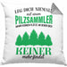 Pilzsammler Geschenk Kissen mit Füllung 40x40 Pilze Sammeln Geschenkidee Pilzsucher Pilzliebhaber Lustig (Grau) Grau Trendation