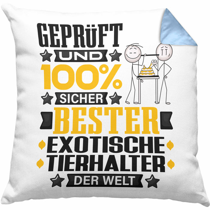 ExotischeTierhalter Geschenk Lustiger Spruch für ExotischeTierhalter Geschenkidee Bester ExotischeTierhalter Der WeltKissen mit Füllung 40x40 (Grau) Blau Trendation
