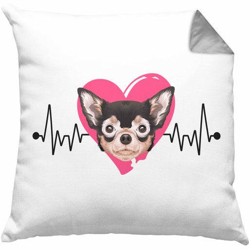 Chihuahua Besitzer Kissen mit Füllung 40x40 Geschenk Lustiger Spruch Geschenkidee Herzschlag XXXX (Grau) Grau Trendation
