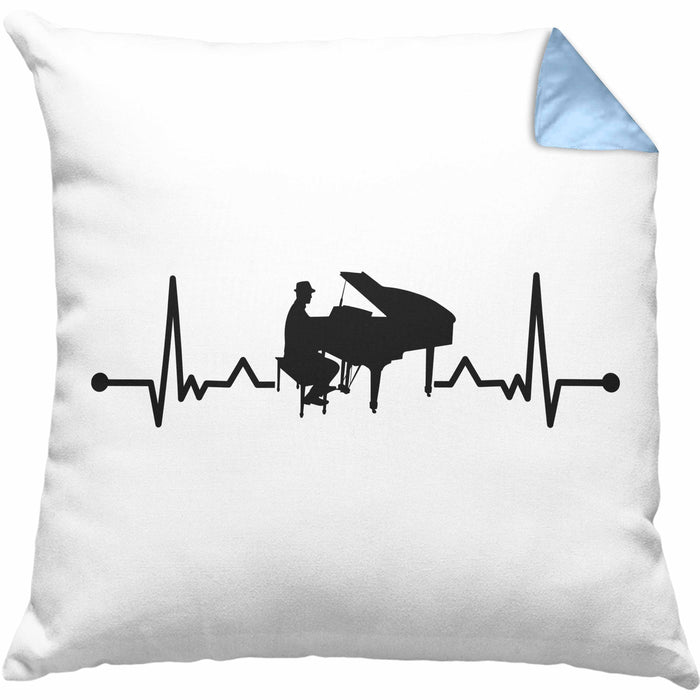 Piano-Spieler Kissen mit Füllung 40x40 Geschenk Klavier Geschenkidee Flügel Musiker Klavier Klavier-Spieler Herzschlag (Grau) Blau Trendation