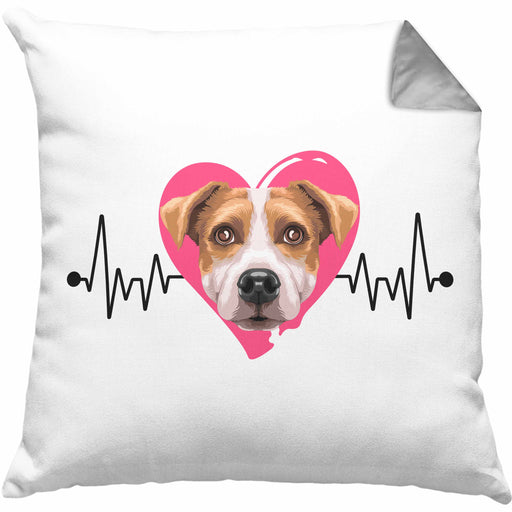 Jack Russel Besitzer Kissen mit Füllung 40x40 Geschenk Lustiger Spruch Geschenkidee Herzschlag Jack Russel (Grau) Grau Trendation
